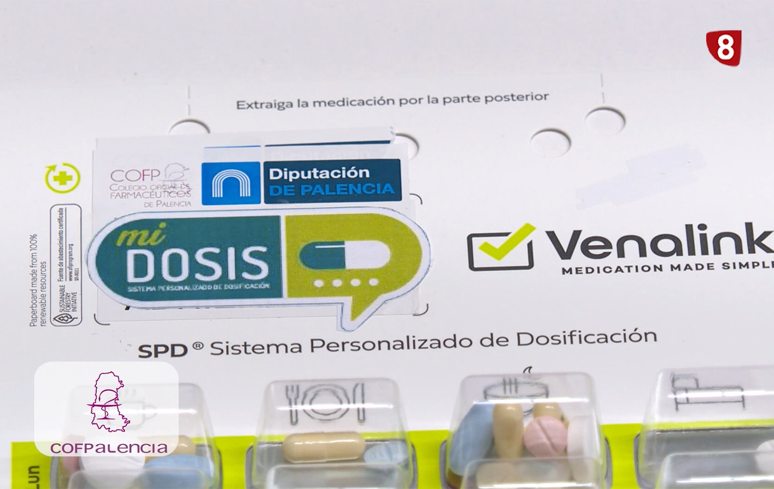 Imagen de un SPD del proyecto “Mi Dosis”, desarrollado por el Colegio Oficial de Farmacéuticos de Palencia, y la Diputación de Palencia.